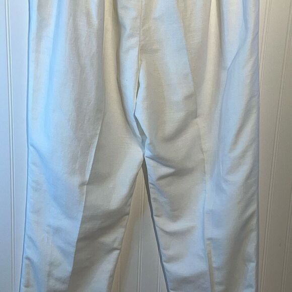 Elisabeth by Liz Claiborne Pleat Front Pants Women’s 16 White Linen/Cotton Blend - Picture 8 of 9